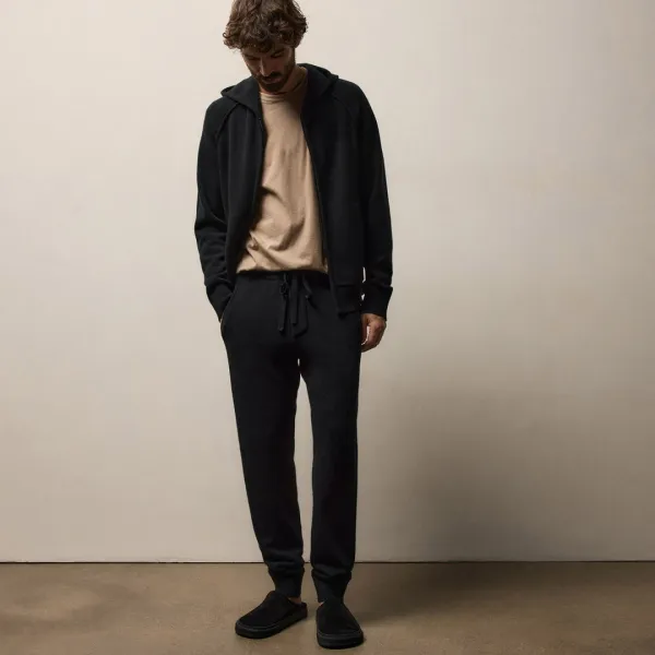 Recycled Cashmere Track Pant With Pockets - Black