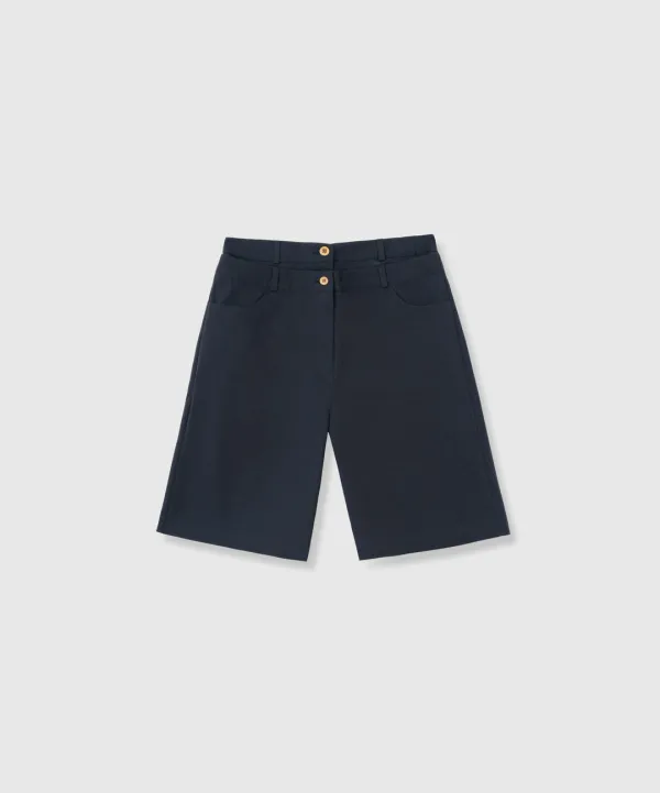 Double belt half shorts (Navy)