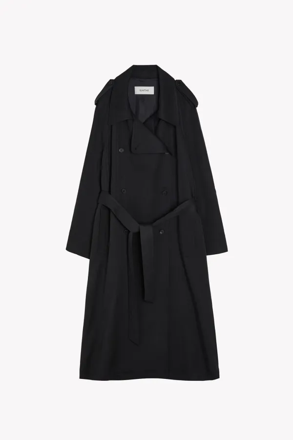 Delo Long Trench Coat (Black)