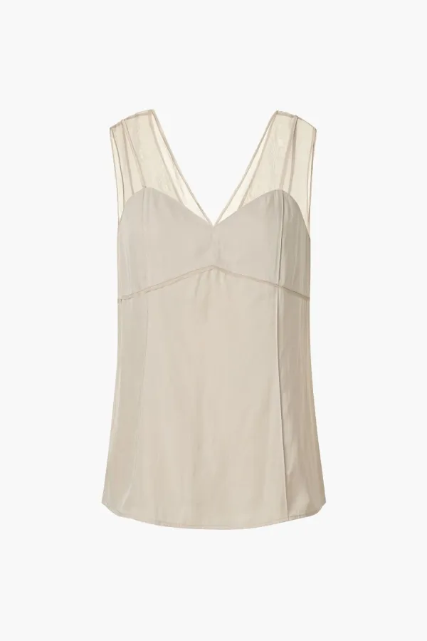 Organza Sheer Sleeveless Top, Ivory