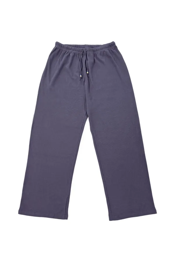 WOOD BEAD WAFFLE PANTS (BLUE)