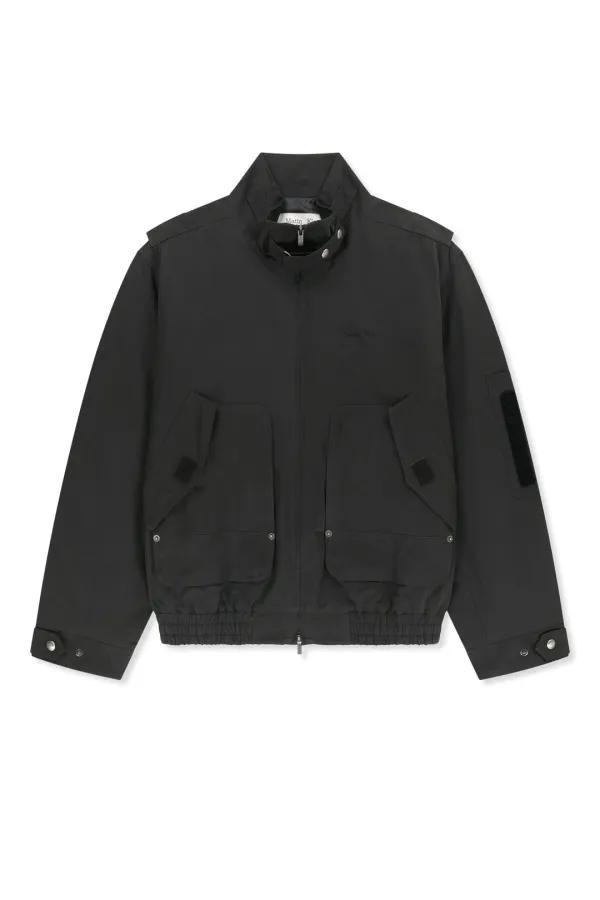 BUCKLE HIGH NECK UTILITY JUMPER IN CHARCOAL