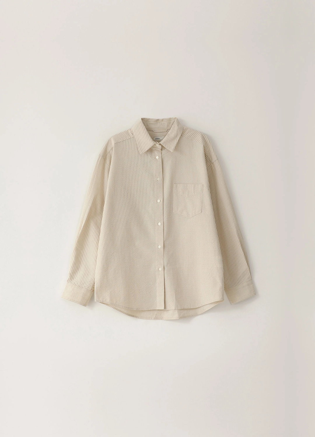 페블엠 Stripe One-Pocket Shirt - Beige 상품 이미지 1