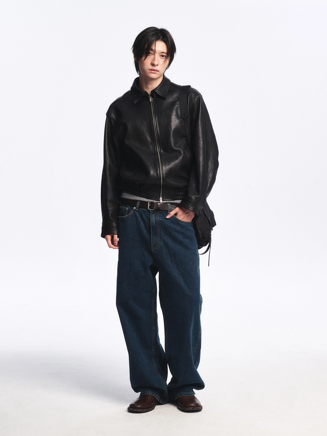 로우클래식 Lambskin Leather Harrington Jacket_Black 상품 이미지 1