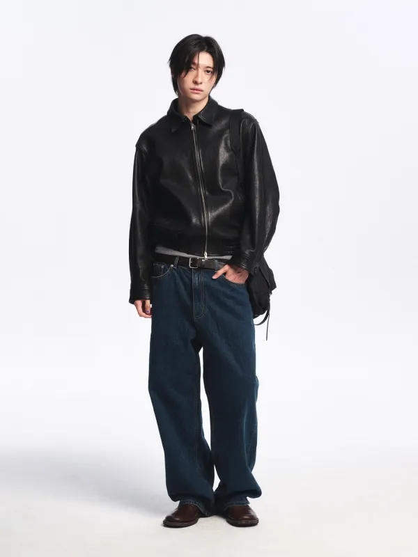 Lambskin Leather Harrington Jacket_Black