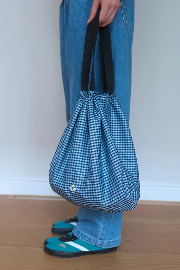 108. Check nylon bag_Blue check