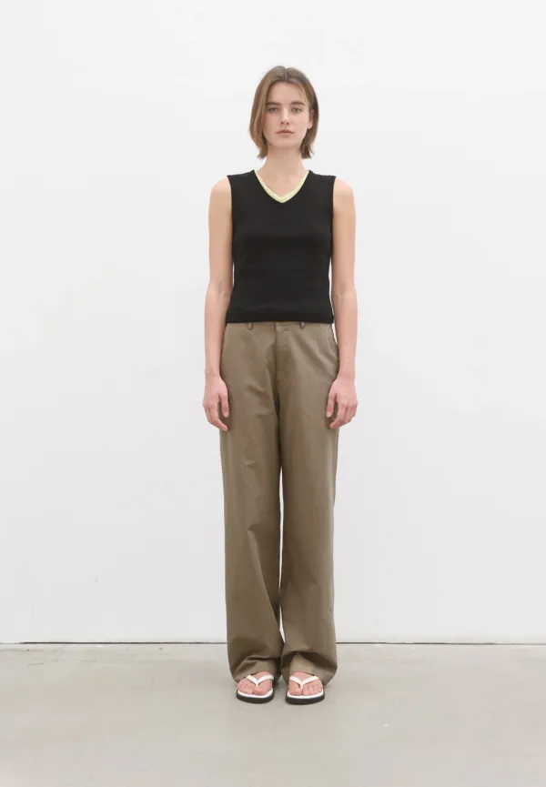 Paper linen chino pants (warm brown)