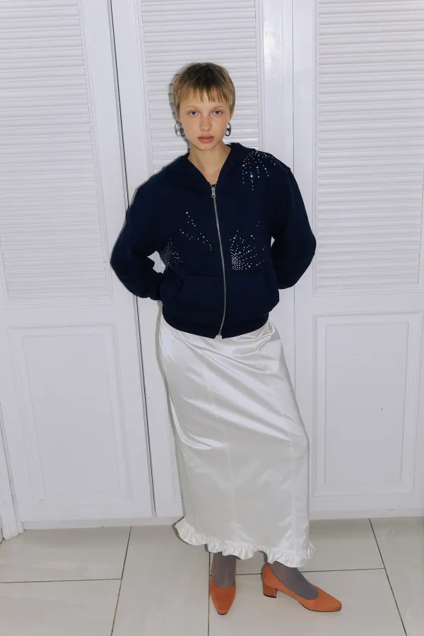 Frill Maxi Long Skirt_Glow Ivory