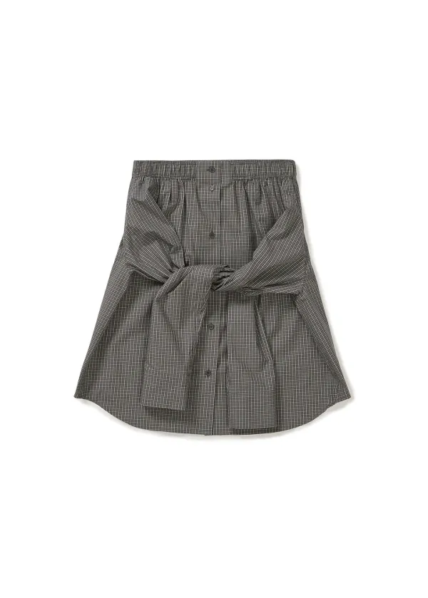 CHECKED BUTTON-UP SKIRT (GREY)