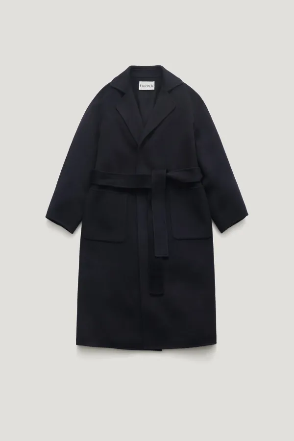 FLOAT WOOL HANDMADE ROBE COAT_NAVY / ₩459,000