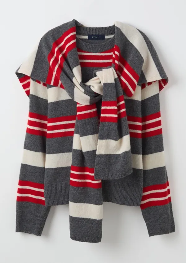 Loop Stripe Pullover Red