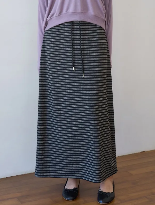 Contrast stripe maxi skirt_Black