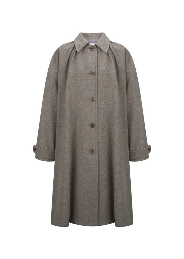shirring coat, grey blue