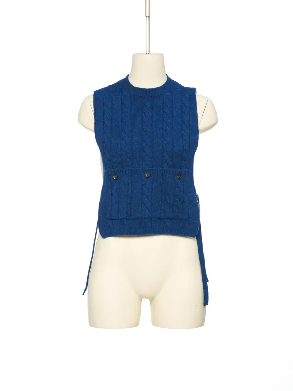 FW25 ZERO NAVY SIDE OPEN KNIT VEST