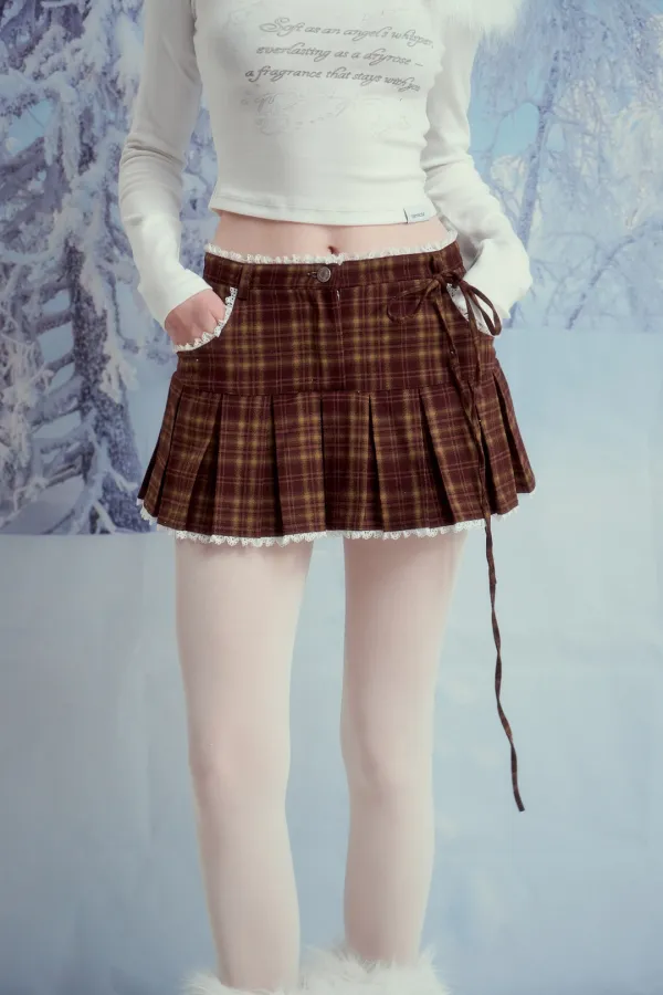 LACEBERRY CHECK SKIRT (BROWN)