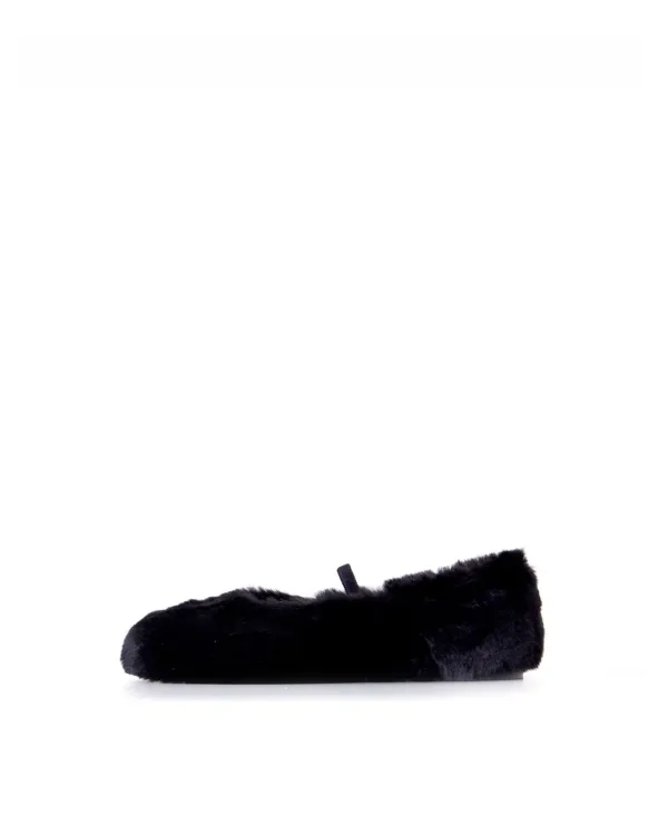 Furry Ballerina Flats - Black
