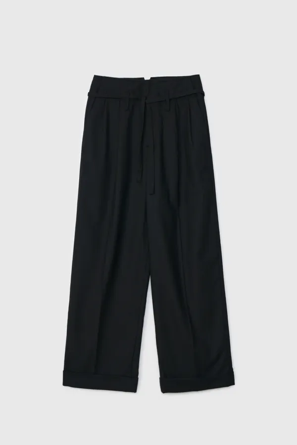 Wool String Trousers (Black)