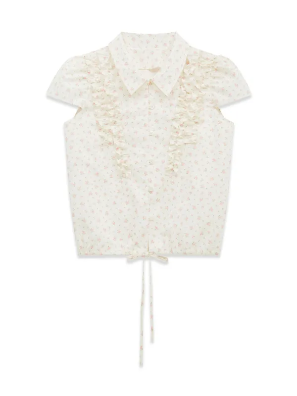 FRILL MIXED BLOUSE (CREAM)