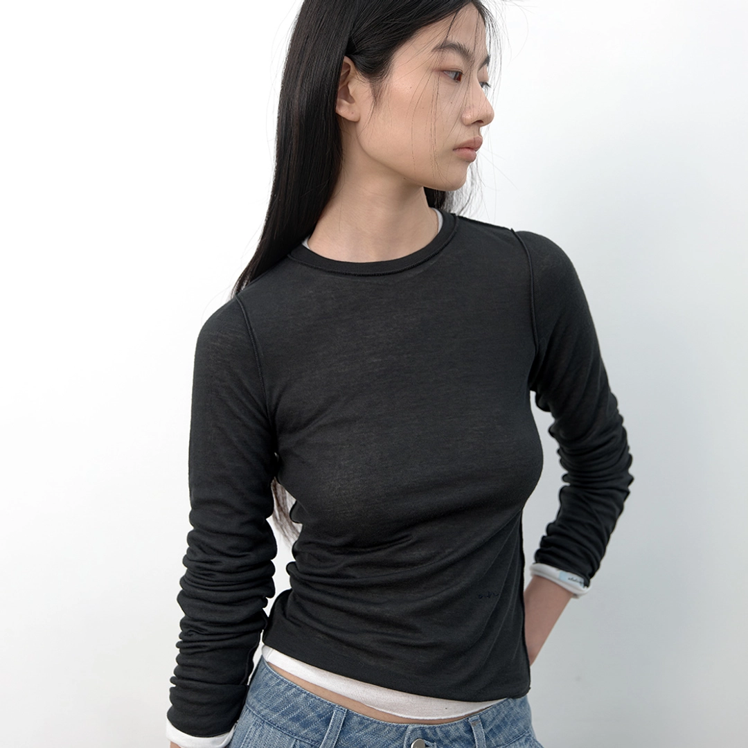아뜰리에 나인 (T-7289)AN INTERLOCK LONG SLEEVE SLIM FALL TEE 상품 이미지 1