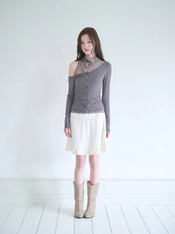 [9/18 예약배송]Lace drape cardigan set (Charcoal)