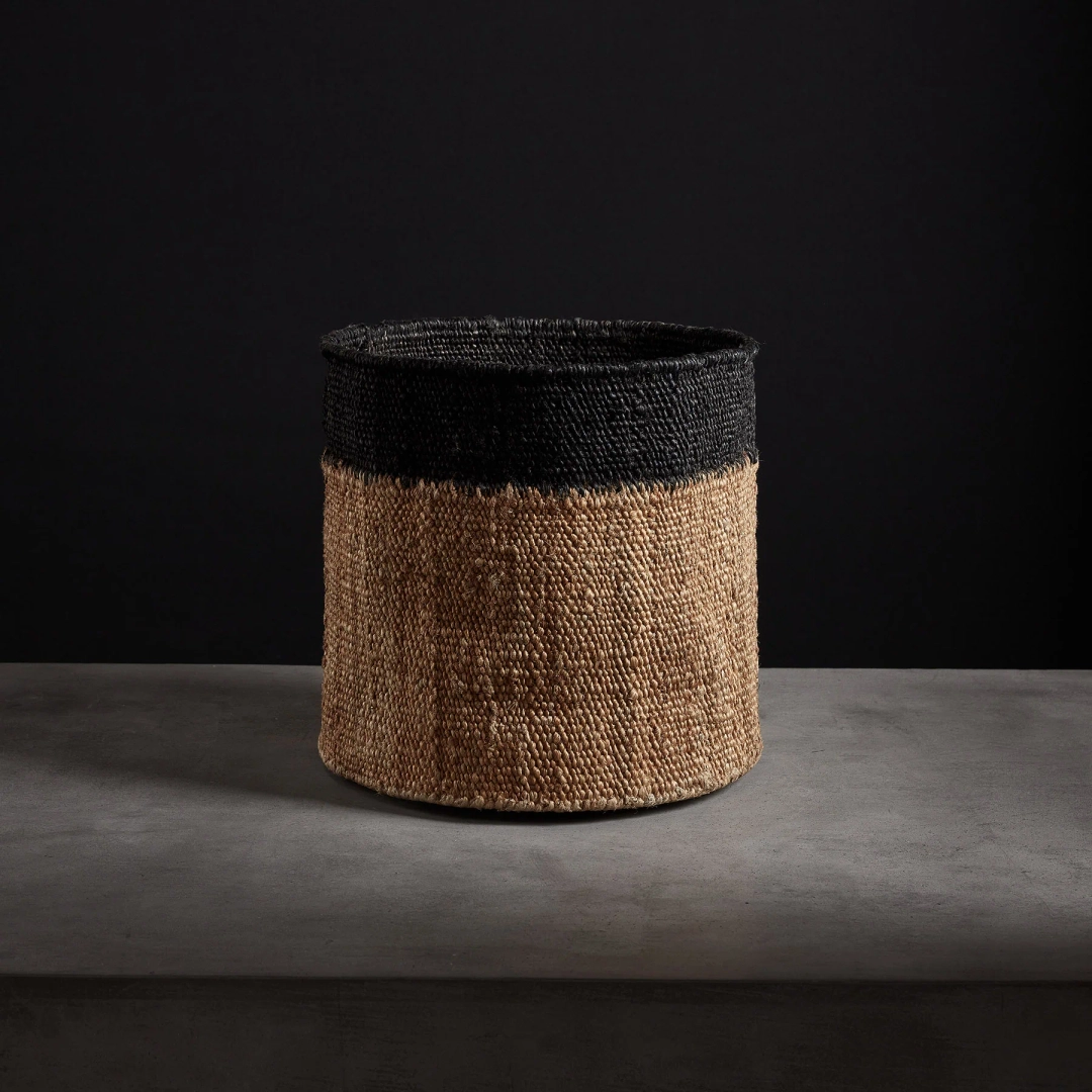 제임스펄스 Tipped Jute Basket 15 X 14 - Natural/Black 상품 이미지 1