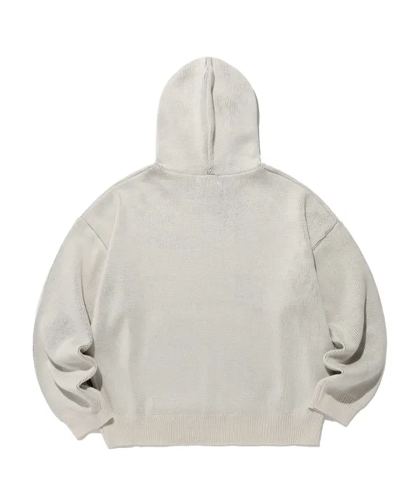 3stars logo knit hoodie[ivory]