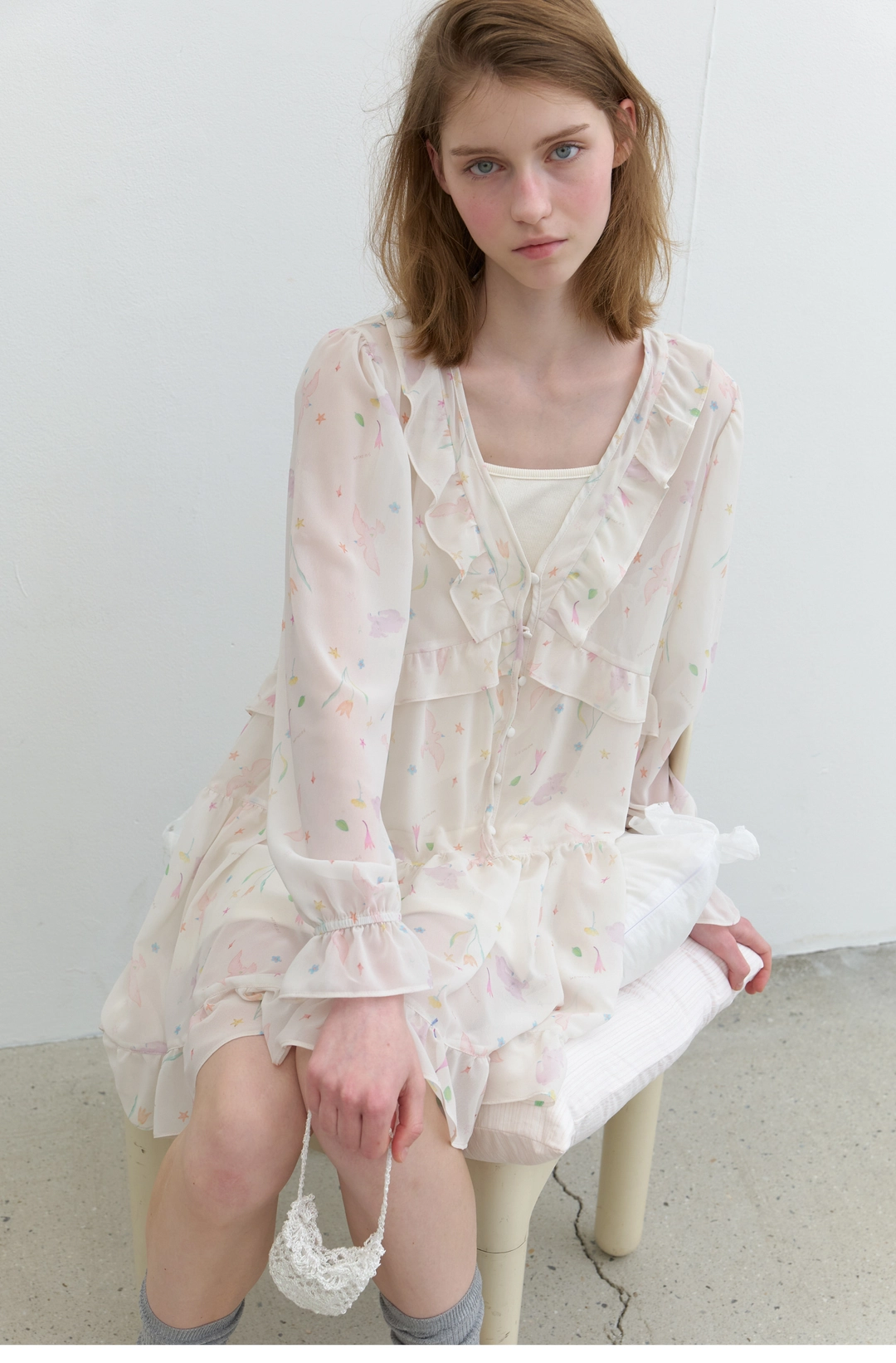 순수 Dreamy Chiffon Dress Cream 상품 이미지 1