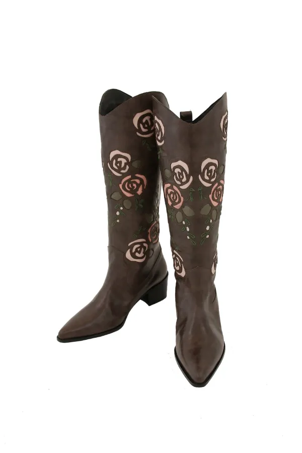 (ORDER MADE) ROSE WESTERN BOOTS BROWN