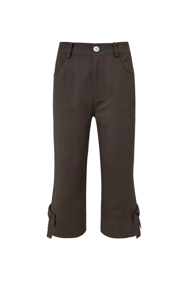 BOW CAPRI PANTS (BROWN)