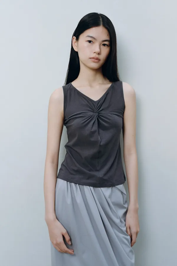 SOFT TWIST SLEEVELESS, CHARCOAL