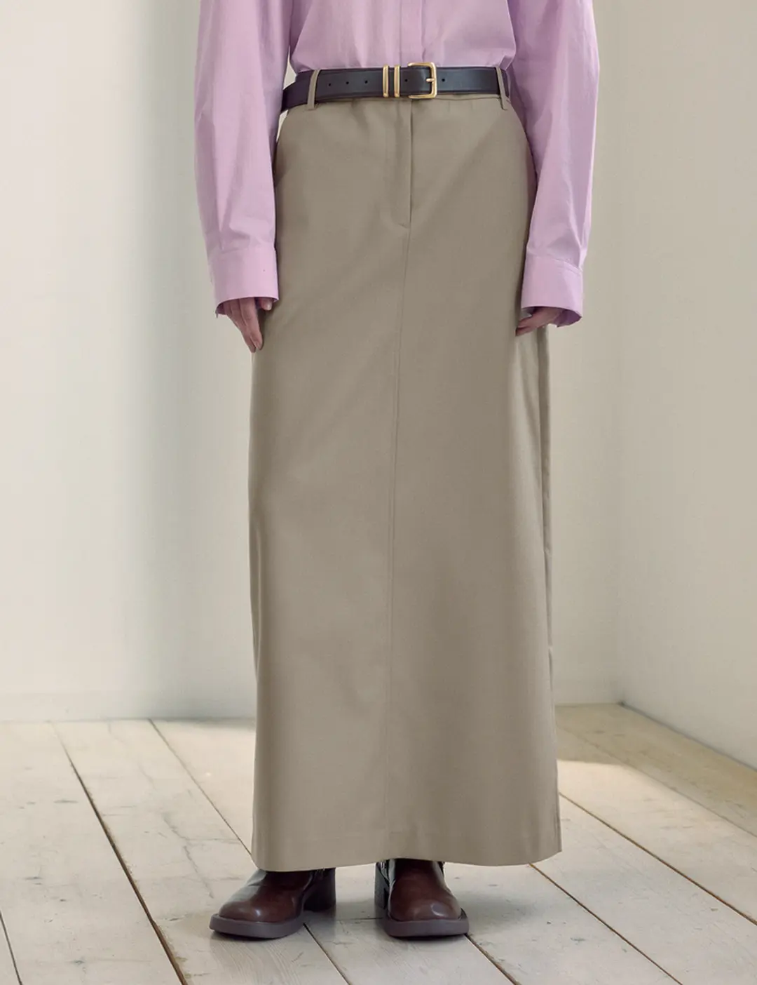 노미나떼 Maxi H Line Skirt (Mocha Beige) 상품 이미지 2