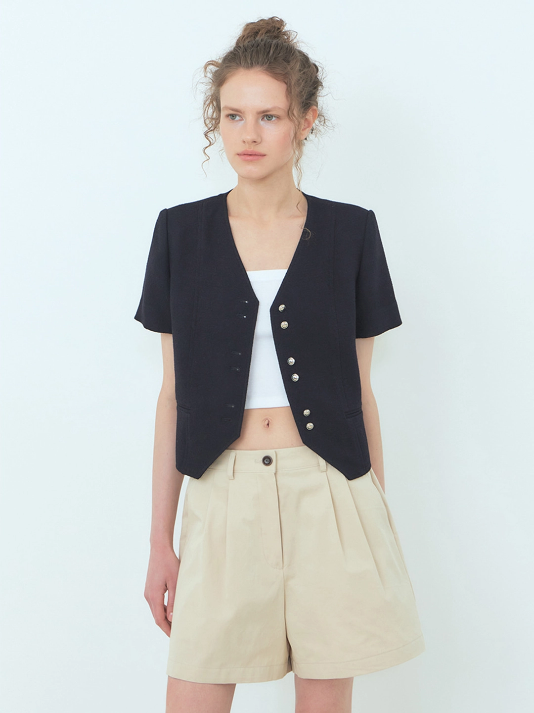 에트몽 Cotton Pintuck Short Pants, Beige 상품 이미지 2
