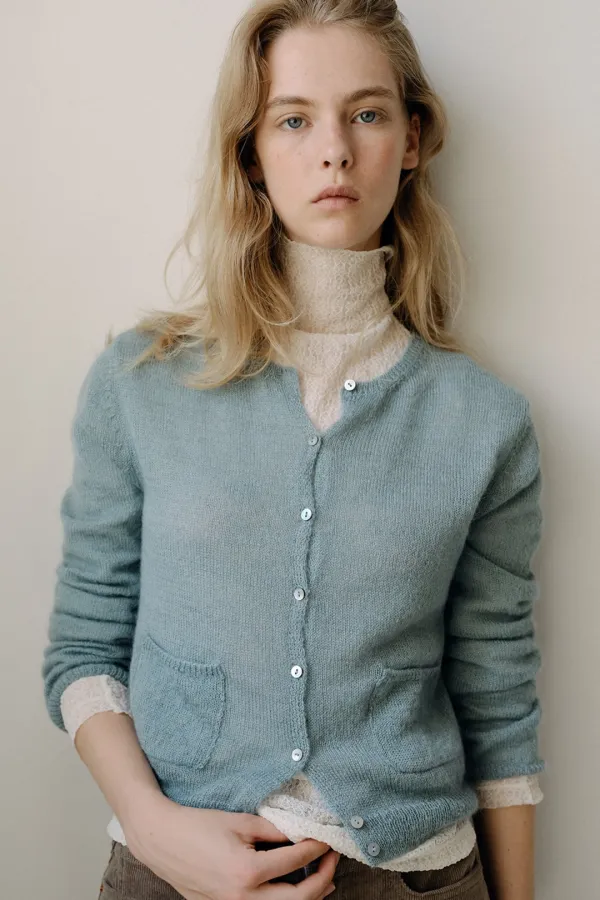 royal kid mohair knit cardigan (muted teal)
