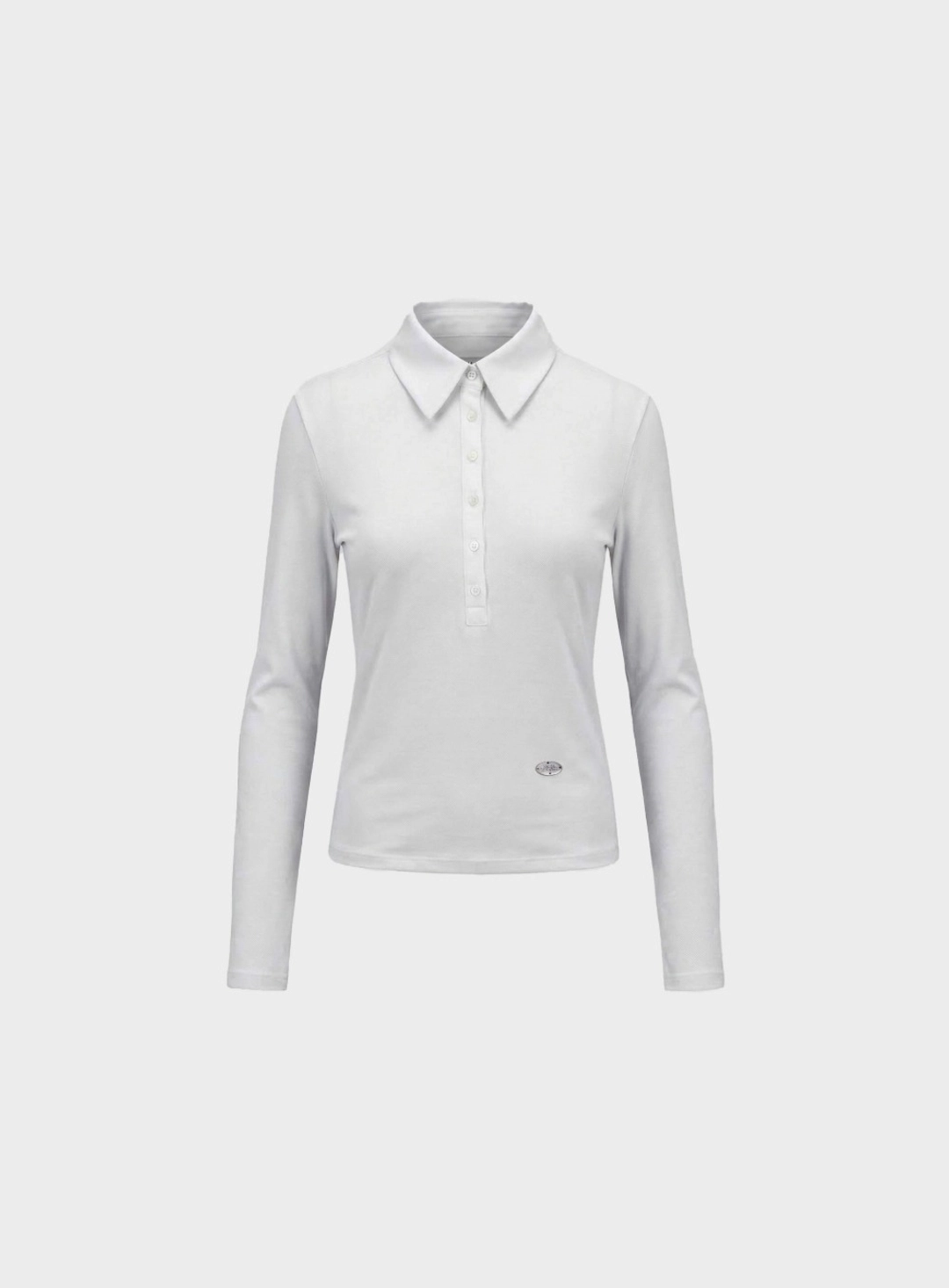 배드블러드 [w-tee26-061] Sleek Cotton Polo T-Shirt - White 상품 이미지 1