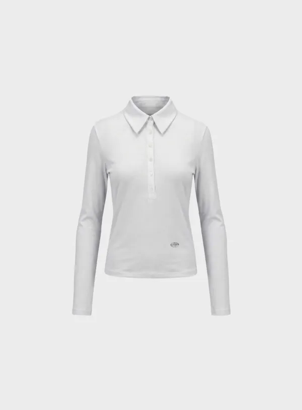[w-tee26-061] Sleek Cotton Polo T-Shirt - White