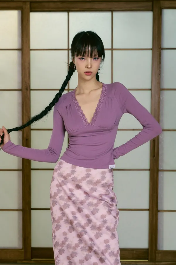 SEREIN SHIRRING TOP (PURPLE)