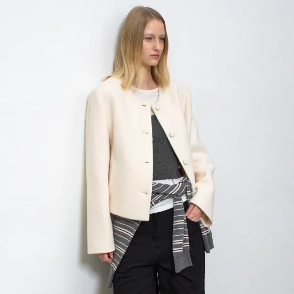 (JK-3054)BOUCLE TWEED 4 BUTTON JACKET