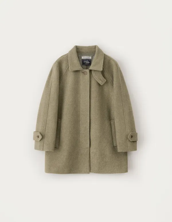 Boucle Wool Half Coat - Vintage Khaki