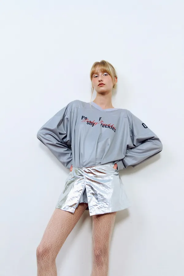 Metalic Wrap Skirt_Nebula Silver