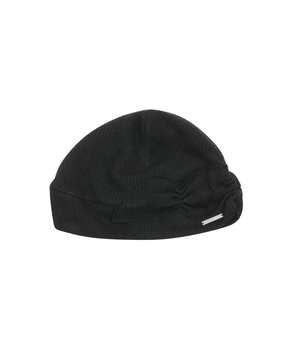 Knit turban beanie BLACK