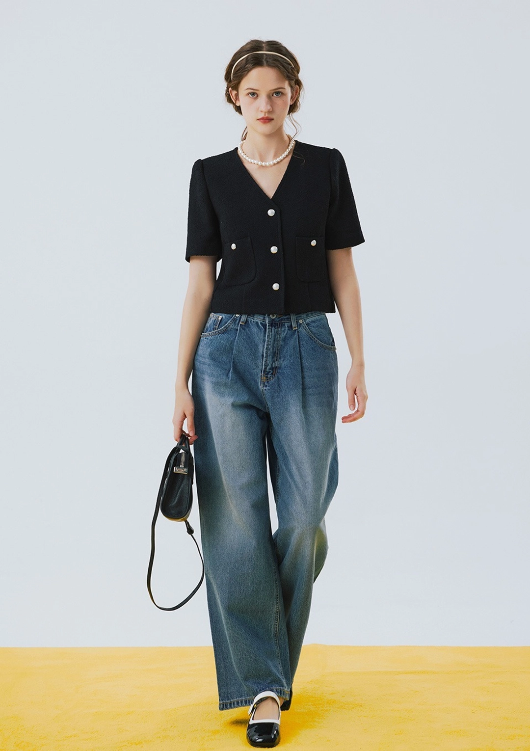 오픈도어 [6월 4일 순차배송]Summer tweed jacket Black 상품 이미지 2