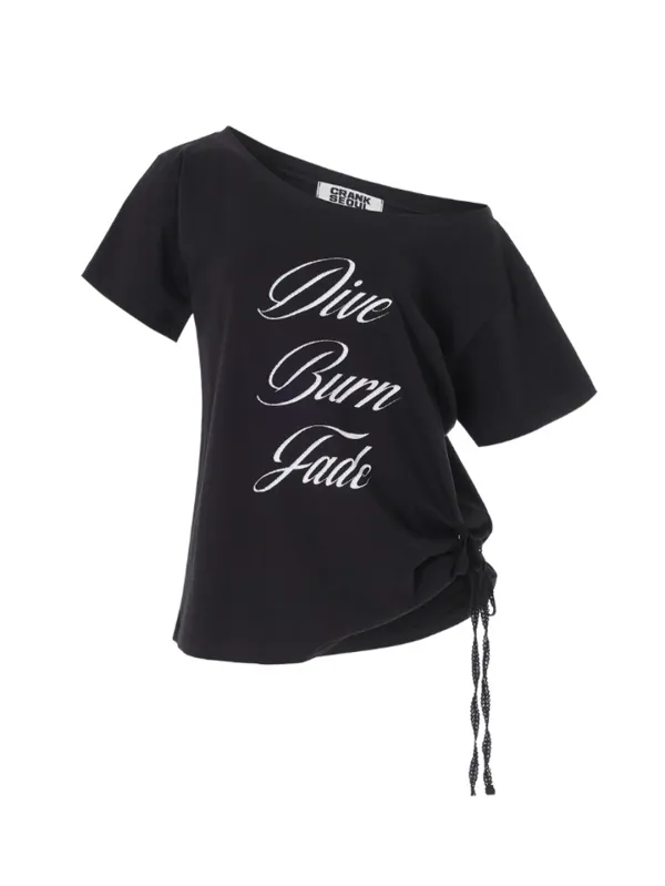 LACE STRING OFF SHOULDER TOP_BLACK