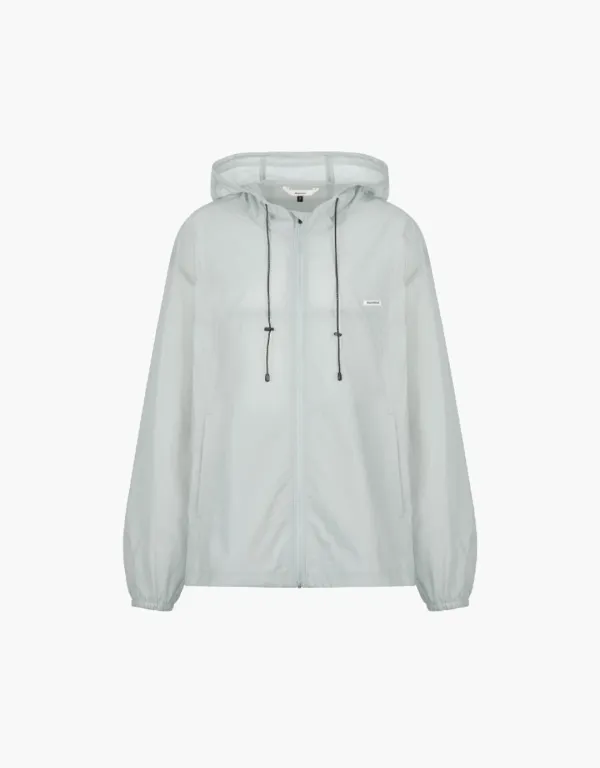 sheer nylon hooded windbreak - mint
