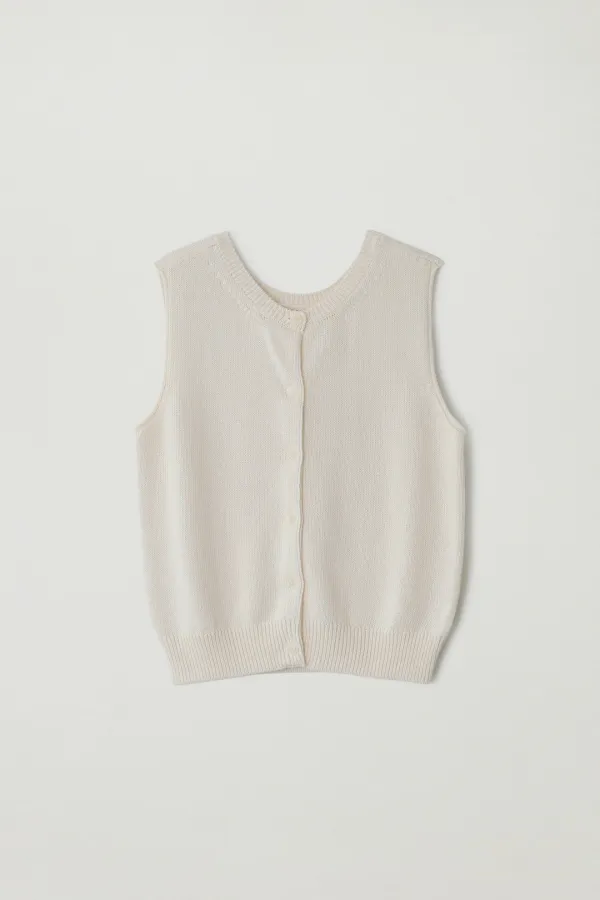 Button sleeveless knit (Ivory)
