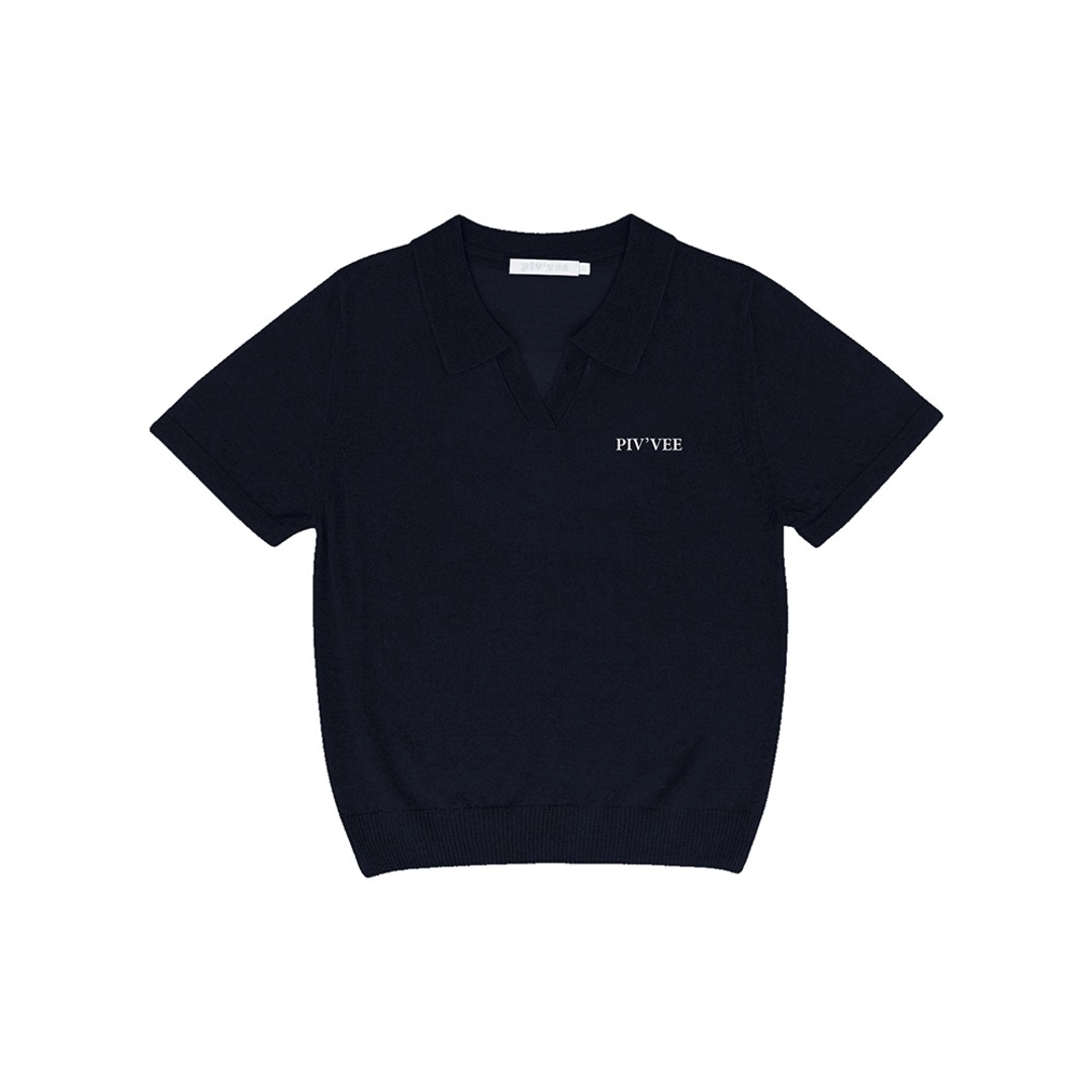 피브비 Giant Smiley Short Sleeve Knit Top (ocean navy) 상품 이미지 1