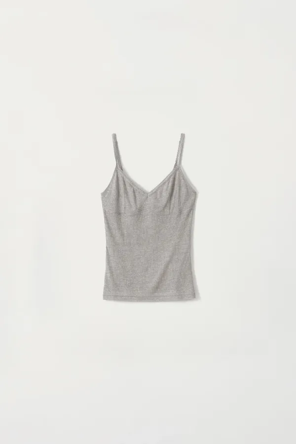 2ND / Lace trim cami top (Melange gray)