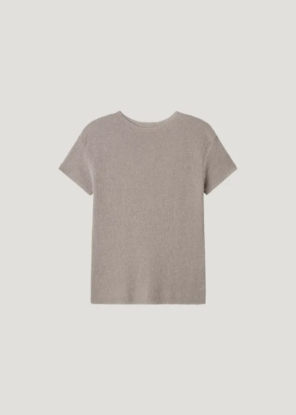 Fine Mock-Neck Short Sleeve Knit_Ash Brown