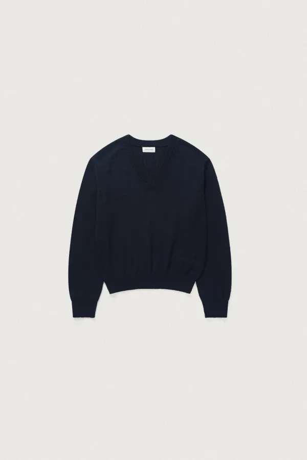 MOCO LOOSE V-NECK KNIT [NAVY]