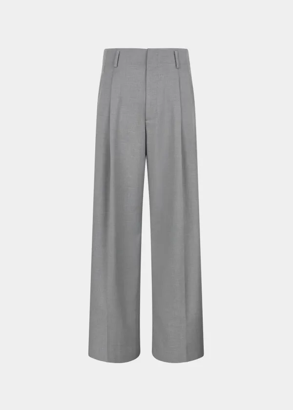WOOL TAILORED STRAIGHT PANTS - GRAY