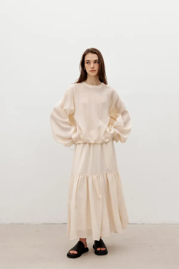 Part.8 Can-can cupra skirt (beige, black)
